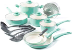 GreenLife Soft Grip 16pc Ceramic Non-Stick Cookware Se